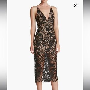 Dress the Population - Marie - Black Lace Midi Dress